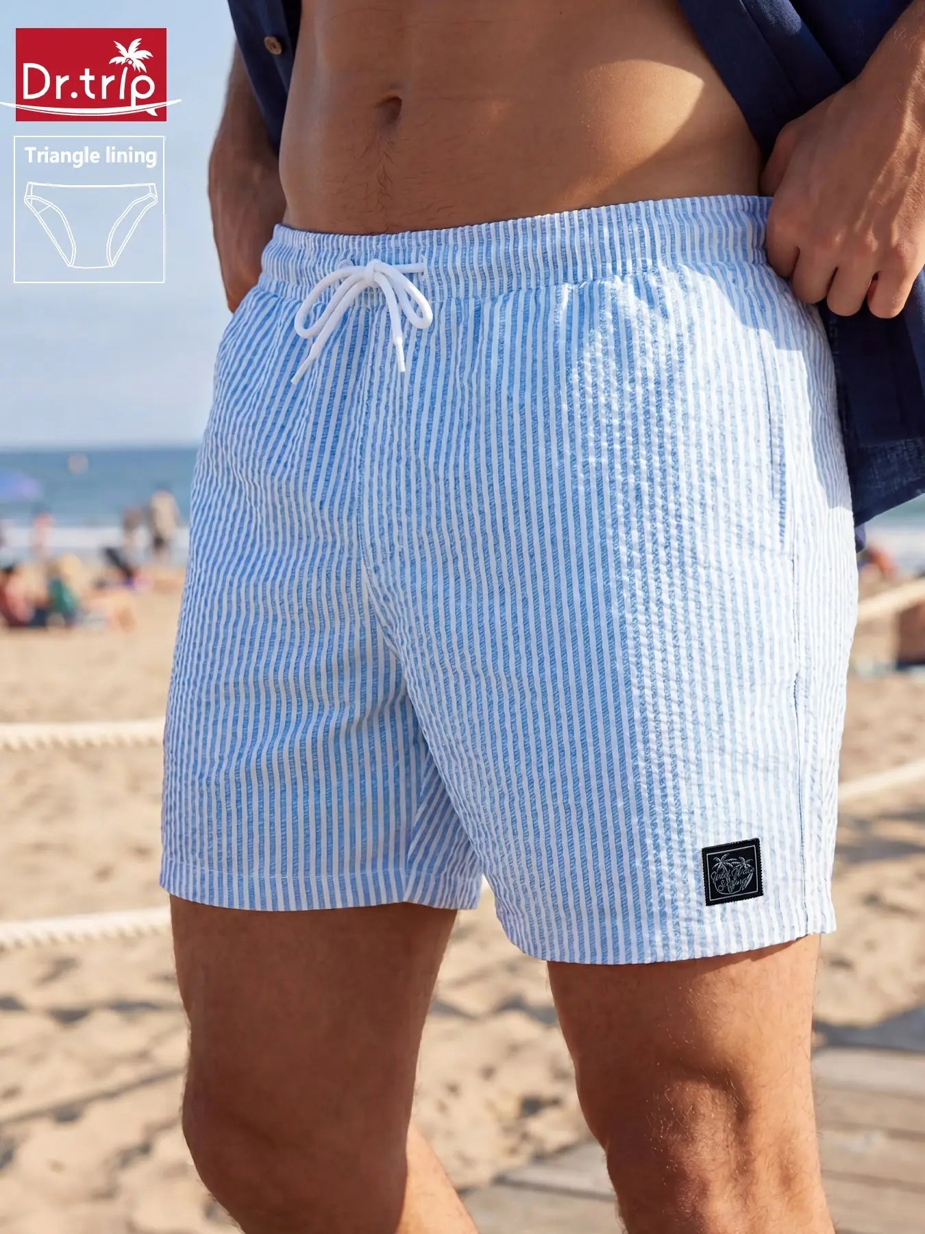 Men'S Regular Fit Palm Tree Print Boxer Brief Swim Shorts, Casual Comfy Breathable Swim Shorts for Summer, Men'S Swimwear for Beach Vacation
