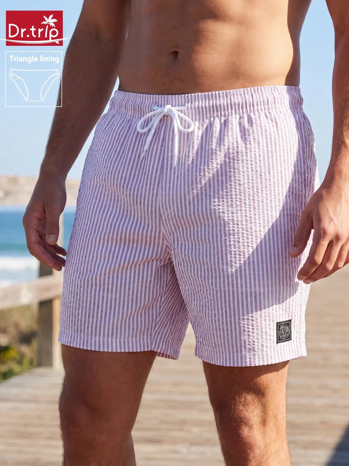 Men'S Regular Fit Palm Tree Print Boxer Brief Swim Shorts, Casual Comfy Breathable Swim Shorts for Summer, Men'S Swimwear for Beach Vacation