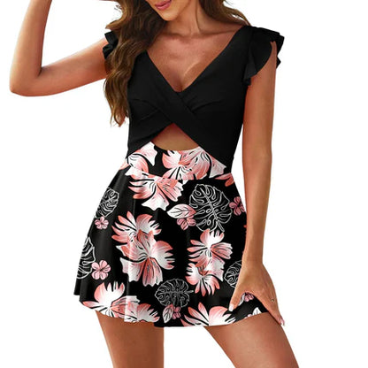 One Piece Tummy Control V Neck Wrap Swimwear