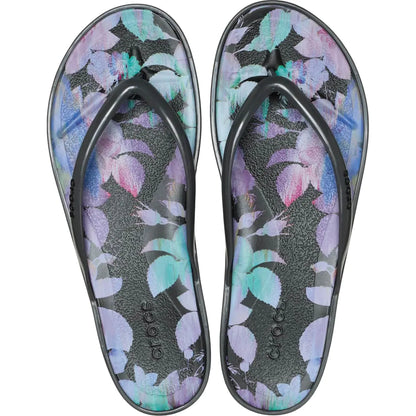 Crocs Women'S Miami round Toe Flip Flops, Summer Sandals - Floral and Animal Prints