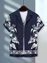 Men's Hawaiian Short Sleeve Button Lapel Summer Shirt