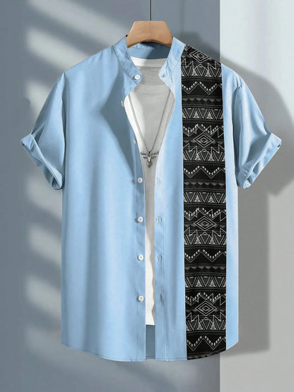 Men'S Floral Print Short Sleeve Shirt Casual Style Shirt Regular Fit Design Top for Summer, Men'S Clothes for Beach Vacation, Menswear