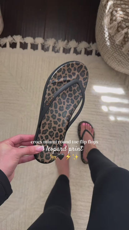 Crocs Women's Miami Round Toe Flip Flops - Floral and Animal Prints