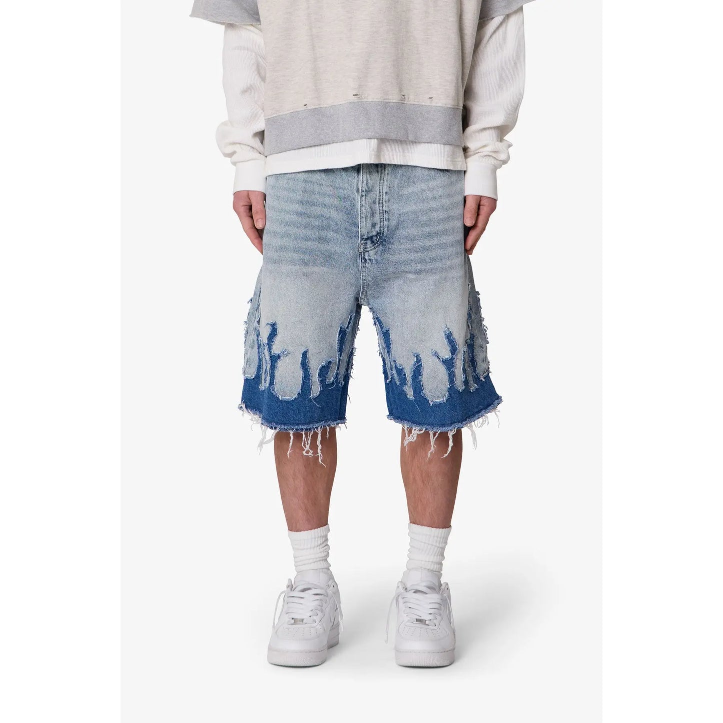 Vintage Baggy Flame Denim Shorts