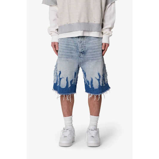 Vintage Baggy Flame Denim Shorts